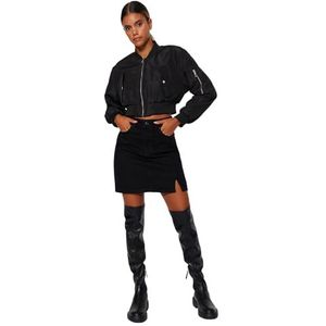 TRENDYOL Vrouwen Mini Bodycone A-lijn geweven stof Rock Skirt, Black, 36, Schwarz, 36