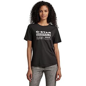 G-STAR RAW Originals Label Regular T-shirt voor dames, Zwart (Dk Black D19953-4107-6484), S