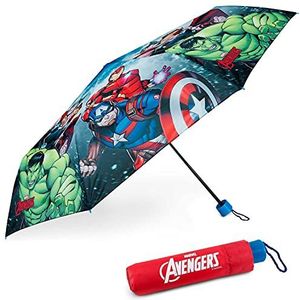 Windproof Avengers Paraplu Voor Kinderen - BONNYCO | Opvouwbare Paraplu met Tas, Rugzak of Reistas | Compacte Paraplu met Stevige Structuur | Mini-paraplu voor Jongens - Geschenk voor Jongens