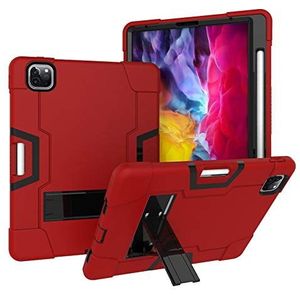 iPad Pro 12,9 inch hoes, high-performance hybride schokdemper, harde huls afdekking rubber -standaard voor Apple iPad Pro 12.9 2018/2020 rood + zwart