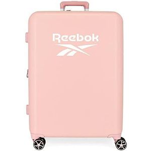 Reebok Roxbury koffer, middelgroot, roze, 48 x 70 x 26 cm, vaste ABS-kunststof, geïntegreerde TSA-sluiting, 81 l, 2,5 kg, 4 dubbele wielen, Roze, Maleta mediana, Middelgrote koffer