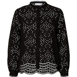 SELECTED FEMME Dames Slftatiana L/S Embr Shirt Noos blouse met lange mouwen, zwart, 38