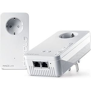 Devolo Magic 2 WiFi 6 Starter Kit Adapter, WiFi Powerline -tot 2400 Mbit/s, WLAN-accesspoint, 2 x Gigabit dLAN 2.0, wit, wit