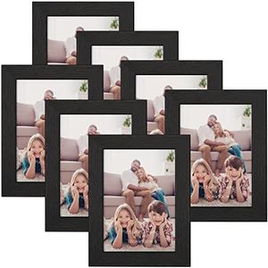 Fotolijst 6x4 7 Pack, Zwart 6 bij 4 Fotolijsten Set voor Muur Tafelblad Horizontaal of Verticaal Weergave