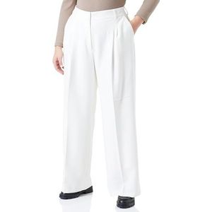s.Oliver BLACK LABEL Damesbroek lang, Regular Fit Wide Leg, White, 42/32, wit, 42