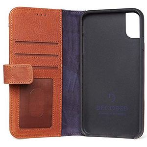 Decoded Drop Protection Wallet Case - hoogwaardig, handgemaakt leer - met kaartsleuven, venster en contant geld - voor Apple iPhone XS Max - kaneelbruin
