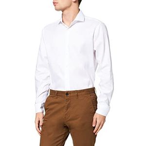 Seidensticker Zakelijk overhemd voor heren, shaped fit, strijkvrij, kent-kraag, lange mouwen, 100% katoen, wit, 44