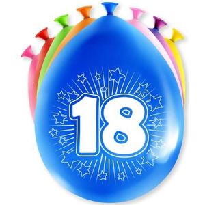 PD-Party 7036513 Gelukkig Feest Ballonnen | Happy Balloons | Natuurlijk Rubber (Latex) | Viering - 18 Jaren, Pak van 8, Veelkleurig, 30cm Lengte x 30cm Breedte x 30cm Hoogte