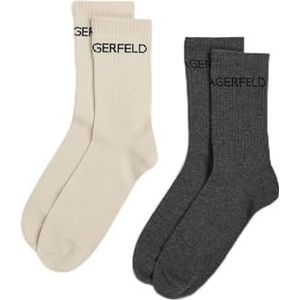 Karl Lagerfeld - k/essential - Lot van 2 Paar Sokken - Grijs en Crème - Unisex