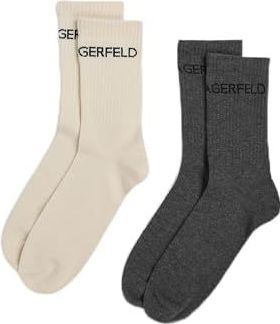 Karl Lagerfeld - k/essential - Lot van 2 Paar Sokken - Grijs en Crème - Unisex