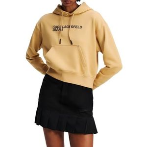 Karl Lagerfeld Jeans, Dames, Essentail Logo Hoddie, Regular Fit, Beige, XS
