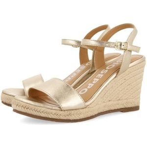 GIOSEPPO ZHEPE Zwarte leren sandalen met jute wig voor dames, Platina, 39 EU