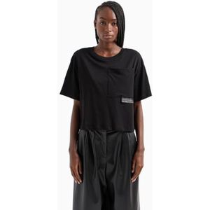 A | X ARMANI EXCHANGE Milano Edition T-shirt met zak voor dames, Zwart, XL