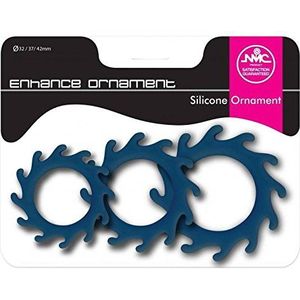 NMC verbetert ornament silicone rekbaar cock ring set, blauw