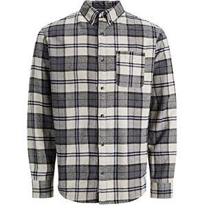 Jack & Jones JPRBLUCLASSIC Walter X-Mas L/S Shirt, Dark Grey Melange/Checks: Comfort Fit, XL