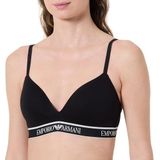 EMPORIO ARMANI Woman's Iconic Logoband Gewatteerde Triangle BH Zwart M, Zwart, M