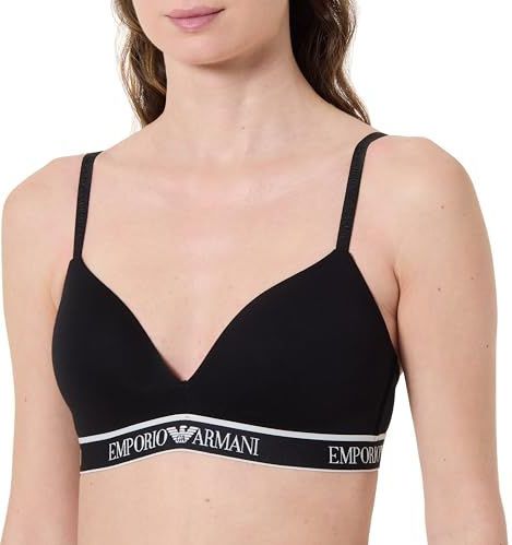 EMPORIO ARMANI Woman's Iconic Logoband Gewatteerde Triangle BH Zwart M, Zwart, M