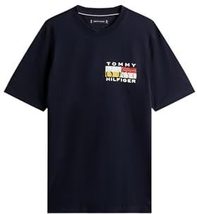 Tommy Hilfiger Heren TH Colour Flag TEE MW0MW40006 S/S T-shirt, blauw, S, Blauw (Woestijnhemel), S