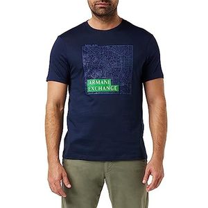 Armani Exchange Heren Regular Fit City Map Pima Cotton Logo Tee T-shirt, Navy Mi, XXL