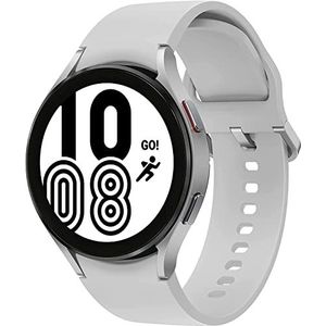 Samsung Galaxy Watch4, ronde LTE Smartwatch, Wear OS, draaibare lunette, Fit-horloge, fitnesstracker, 44 mm, zilver (Duitse versie)