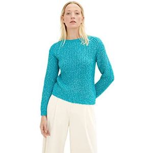 TOM TAILOR Dames Basic trui 1034058, 30561 - Teal Blue Melange, L