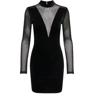 Onlsmooth L/S Mesh Mix Short Dress JRS, zwart, M