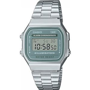 CASIO A168WA-3AYES Kwartshorloge voor volwassenen, uniseks, met roestvrijstalen armband, zilverkleurig