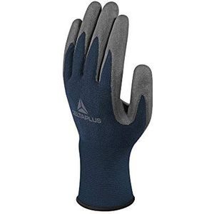 Delta Plus VV811GR09 fijngebreide handschoen op waterbasis, 100% polyamide, polyurethaan-gecoate handpalm, 15-delig, marineblauw/grijs, maat 09, 120 stuks