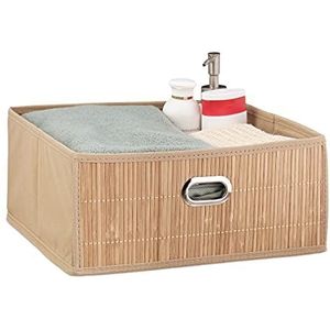 Relaxdays opbergmand badkamer - bamboe mand - kast organizer - opbergdoos stof - opbergbox - Naturel