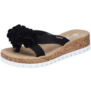 Rieker V4391 teenslippers voor dames, zwart, 36 EU