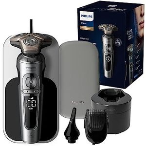 Philips Shaver S9000 Prestige Elektrisch scheerapparaat voor nat en droog scheren met SkinIQ-technologie, oplaadpad, neustrimmer, baardstyler en reinigingspad (model SP9885/35)