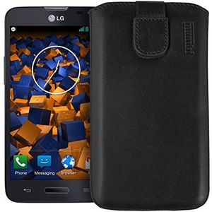 Mumbi Echt leren hoesje compatibel met LG L90 hoesje lederen tas Case Wallet, zwart
