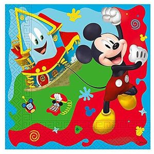 Procos - Papieren servetten FSC Disney Mickey Rock The House (33 x 33 cm, dubbele doek), 20 stuks, meerkleurig, 93824