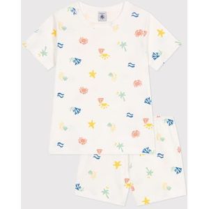 Petit Bateau meisjes pyjacourt, wit/meerkleurig., 3 Jaar