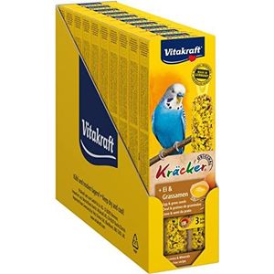 Vitakraft Cracker met ei en graszaad, knabbelstokken voor parkieten, voorraadmaat, zonder toegevoegde suiker (10 x 2 stuks)