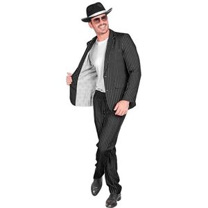 WIDMANN - Kostuum gangsterpak, grijs met krijtstrepen, Mafia Boss, casinokostuum