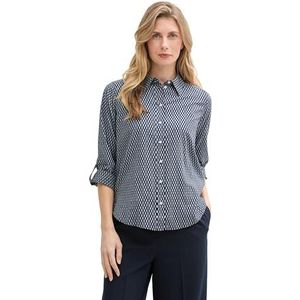 TOM TAILOR Damesblouse, 37186 - Gedrukt Blauw Wit Minimal, 36