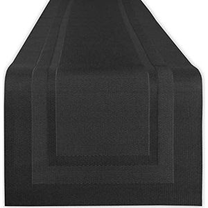 DII Geweven Indoor Outdoor, Polyvinylchloride (PVC), Zwart, Tafelloper, 14x72