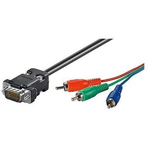 Goobay 50783 adapterkabel, VGA 15-pol. D-SUB naar RGB RCA - D-SUB-stekker (15-polig) > 3x RCA-stekker (YUV/RGB)