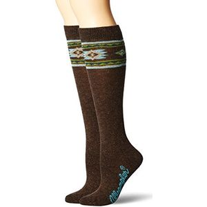 Wrangler Angora Azteekse laarssokken voor dames, 2 paar paar, Bruin, M