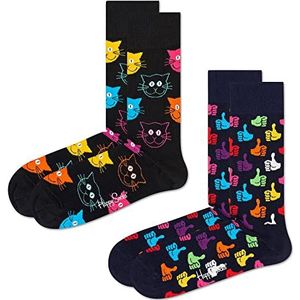 Happy Socks Kleurrijke en Leuke Sokken 2-Pack Classic Cat Socks Maat 41-46