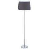 Relaxdays staande lamp woonkamer, verchroomde voet, E27, Ø 40 cm, vloerlamp 148.5 cm hoog, grijs
