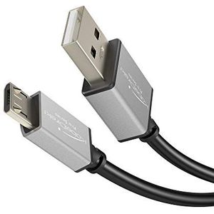KabelDirekt - Micro USB 2.0 kabel - 2 m - (High Speed datakabel en oplaadkabel, geschikt voor smartphones en tablets met Micro USB aansluitpunt, zwart/space grey)