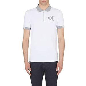Armani Exchange Heren duurzaam, slim fit, zijdelings vervormd logo Polo Sweater, wit, XS