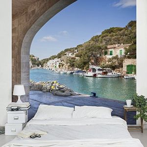 Apalis Vliesbehang Cala Figuera Mallorca fotobehang vierkant | vliesbehang wandbehang wandschilderij foto 3D fotobehang voor slaapkamer woonkamer keuken | grootte: 288x288 cm, meerkleurig, 95269