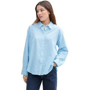 TOM TAILOR DENIM - Blouse - Lichtblauw/Wit - Klassieke Blouse - Lange Mouw