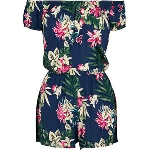 Urban Classics Dames jumpsuit dames AOP Off Shoulder Short eendelige klassieke broek, blue flower, XS
