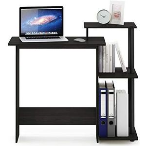 Furinno Laptop Notebook Computer Bureau met Vierkante Planken, Spaanplaat, Donker Espresso/Zwart, Kant