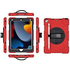 iPad Pro 11 2018/2020/2021 generatie hoes met displaybeschermfolie potloodhouder Kickstand 360 draaibare polsband handriem Kickstand Robuuste beschermhoes (Rood)