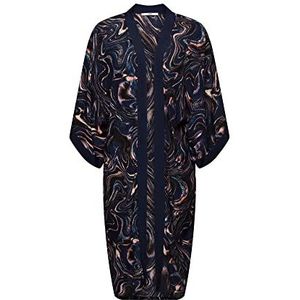 ESPRIT Kimono in marmerlook, Donkerblauw, M
